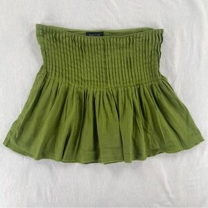 bebe Olive Smocked Flared Mini Skirt